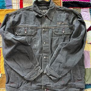Y2K PJ Mark Grey Denim Button Up Heavy Jacket Large